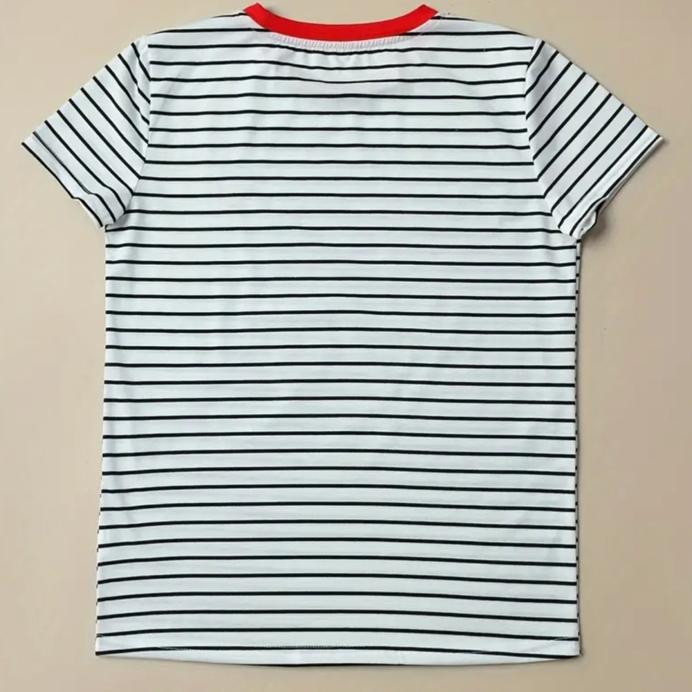 Striped woman’s T-Shirt with Red Heart Accent - Picture 4 of 4